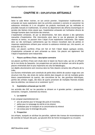 Cours d'Exploitation Minière : Techniques et Méthodes | PDF