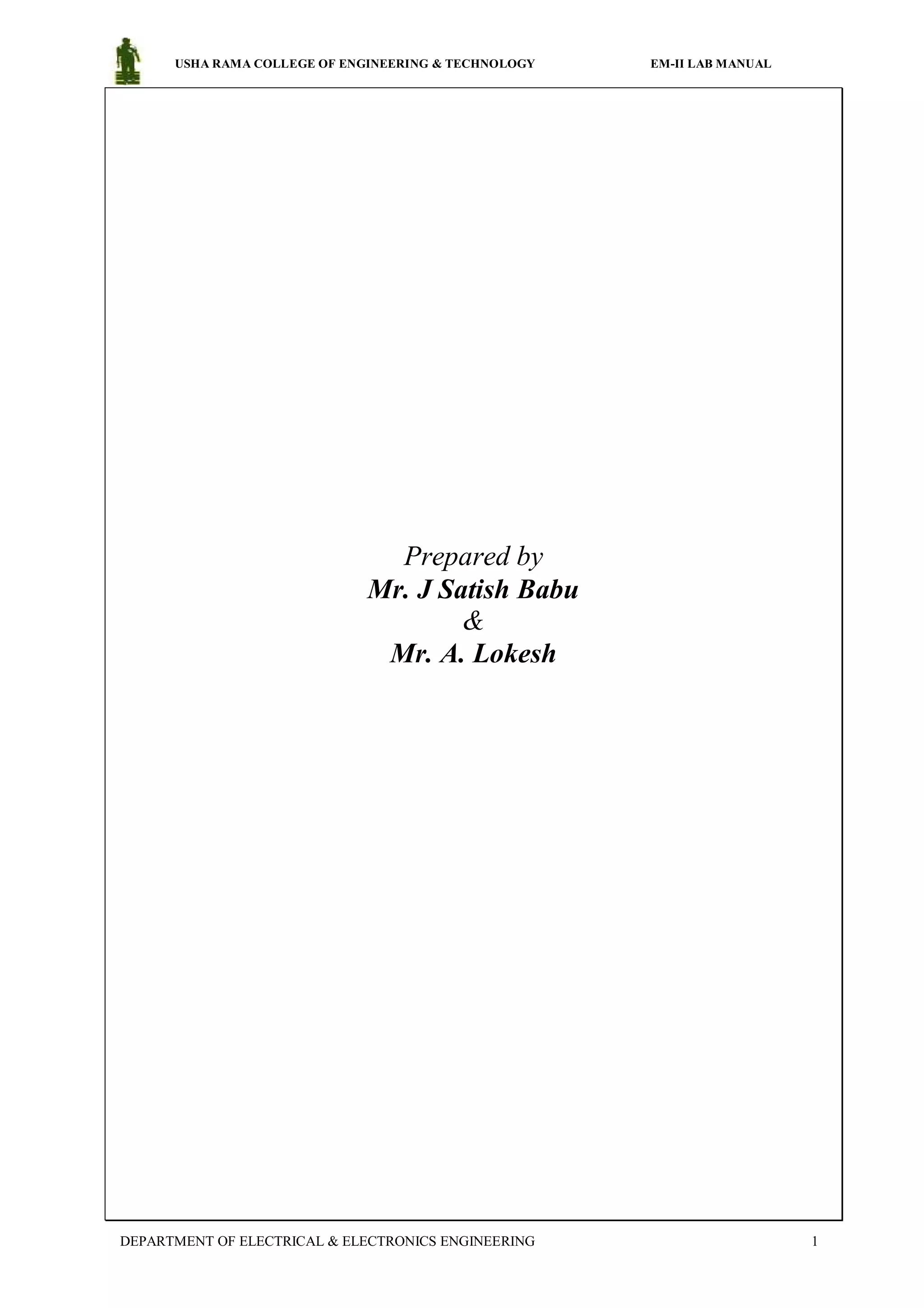 Electrical machines 2 lab manual PDF