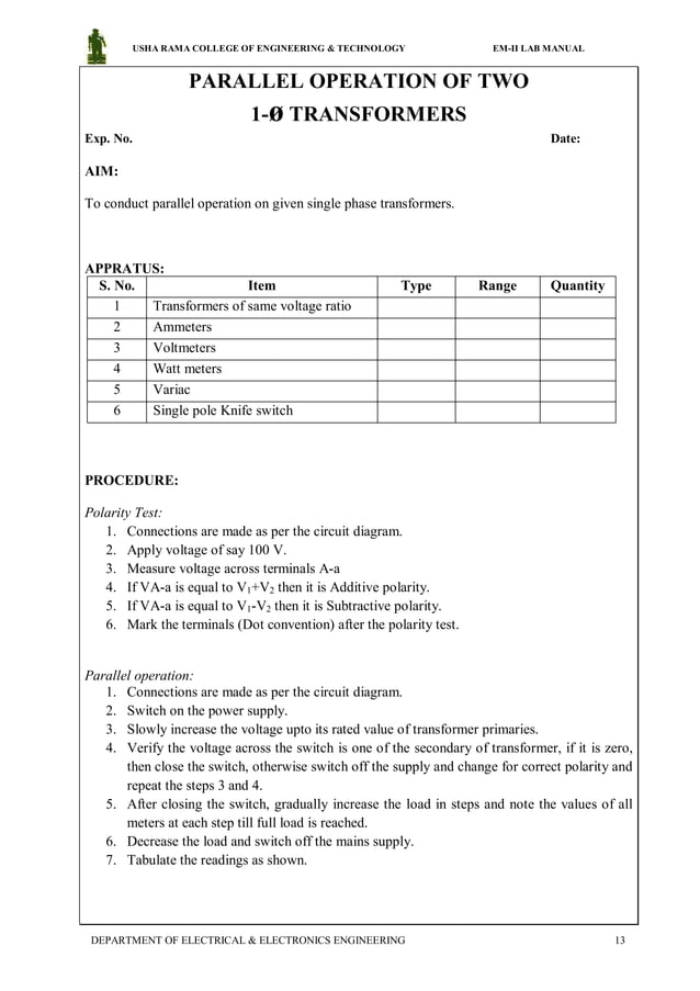 Electrical machines 2 lab manual