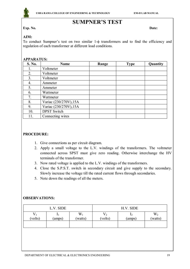 Electrical machines 2 lab manual