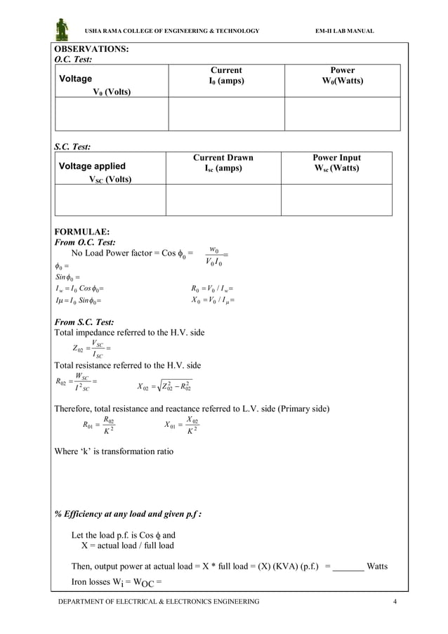 Electrical machines 2 lab manual