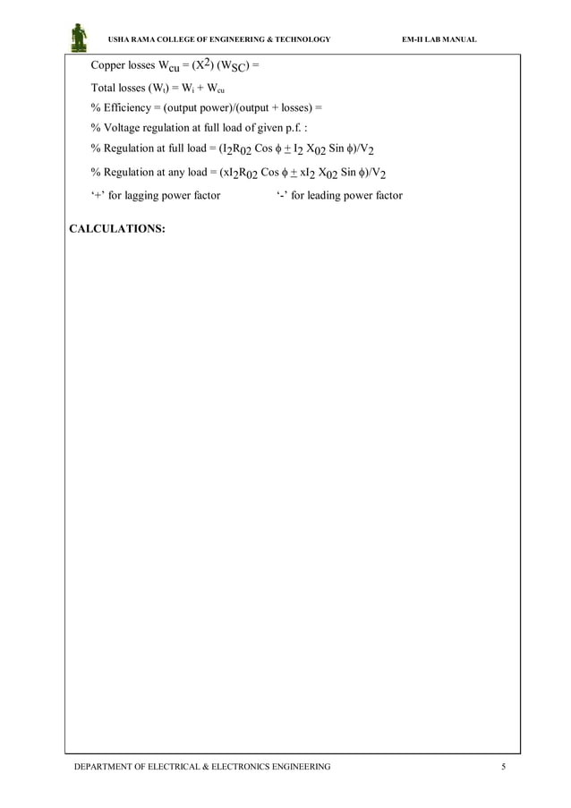 Electrical machines 2 lab manual