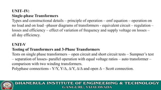 Single Unit Testing Transformer EM-I Unit-I (1).ppt