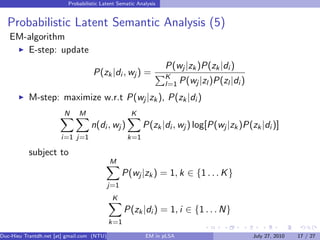 EM algorithm and its application in probabilistic latent semantic ...