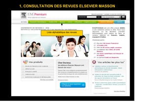 1, CONSULTATION DES REVUES ELSEVIER MASSON
Liste alphabétique des revues
 