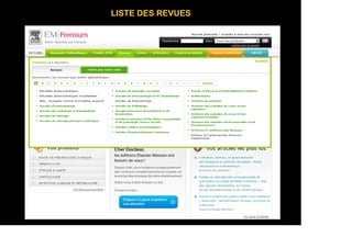 LISTE DES REVUES
 