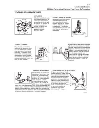 3-11
Lubricación Sección
MD6640 Perforadora Electrica Para Pozos De Tronadura
VENTAJAS DE LOS INYECTORES
 