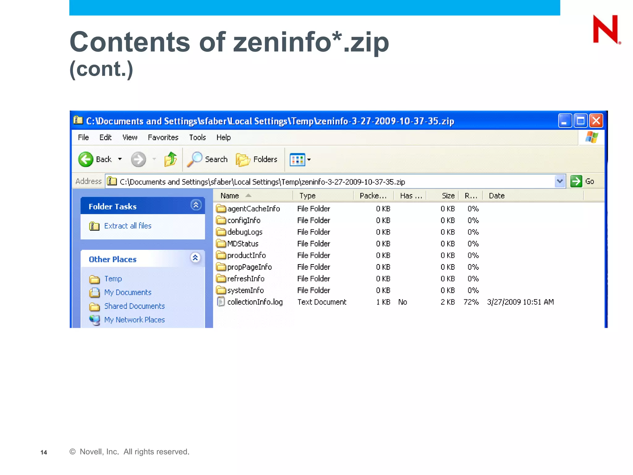 Contents of zeninfo*.zip
     (cont.)




14   © Novell, Inc. All rights reserved.
 