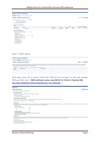 Oracle EM12c Edit or Create Incident rules and Setup SMS alert | DOCX