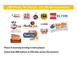 Phase III licensing to bring in more players 
(more than 600 stations in 250 cities across the country)
 