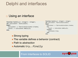 D1 from interfaces to solid