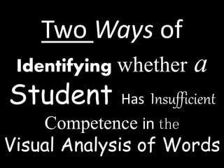 Two Ways of
Identifying whether a
Student Has Insufficient
Competence in the
Visual Analysis of Words
 