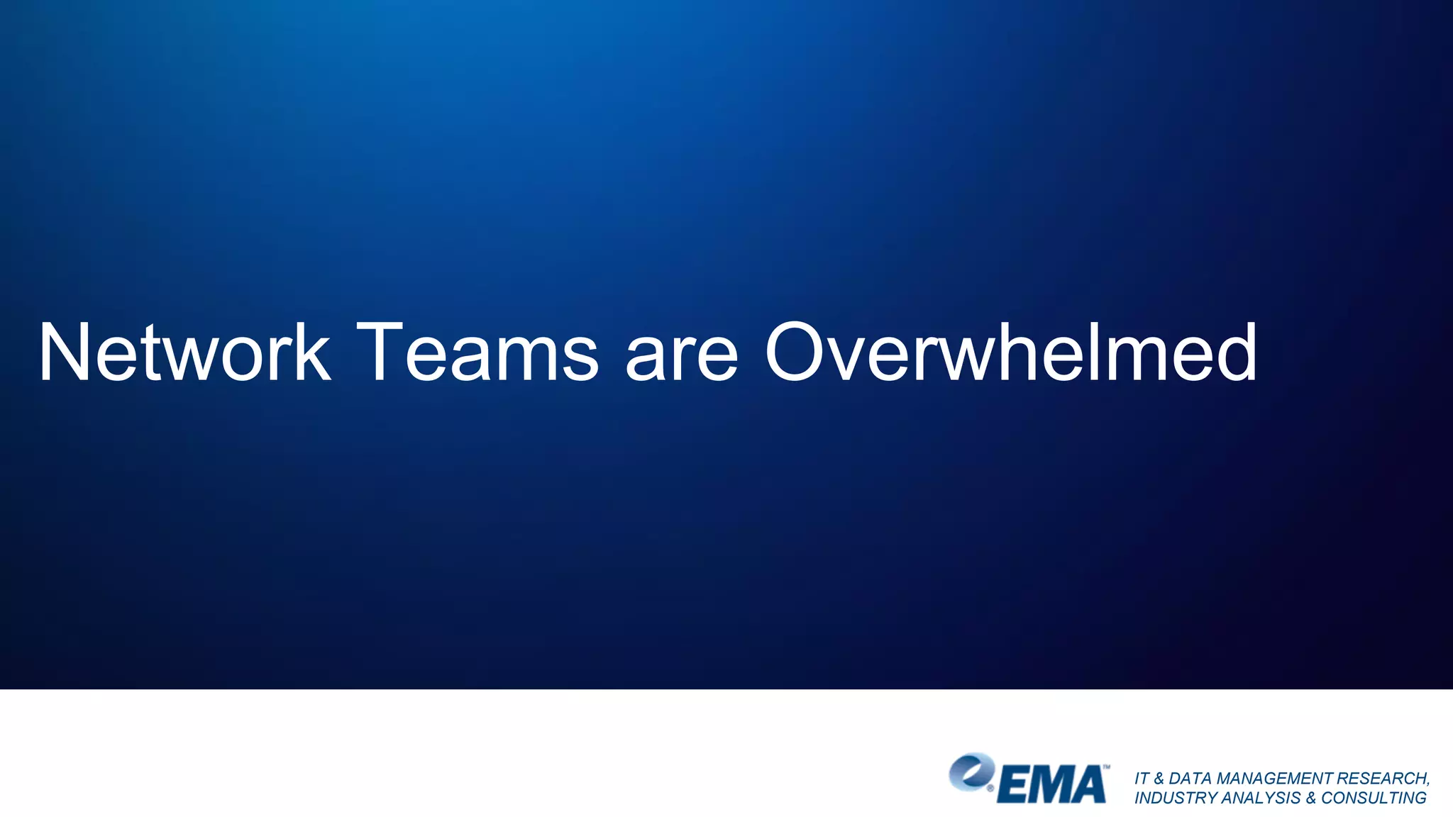 IT & DATA MANAGEMENT RESEARCH,
INDUSTRY ANALYSIS & CONSULTING
Network Teams are Overwhelmed
 