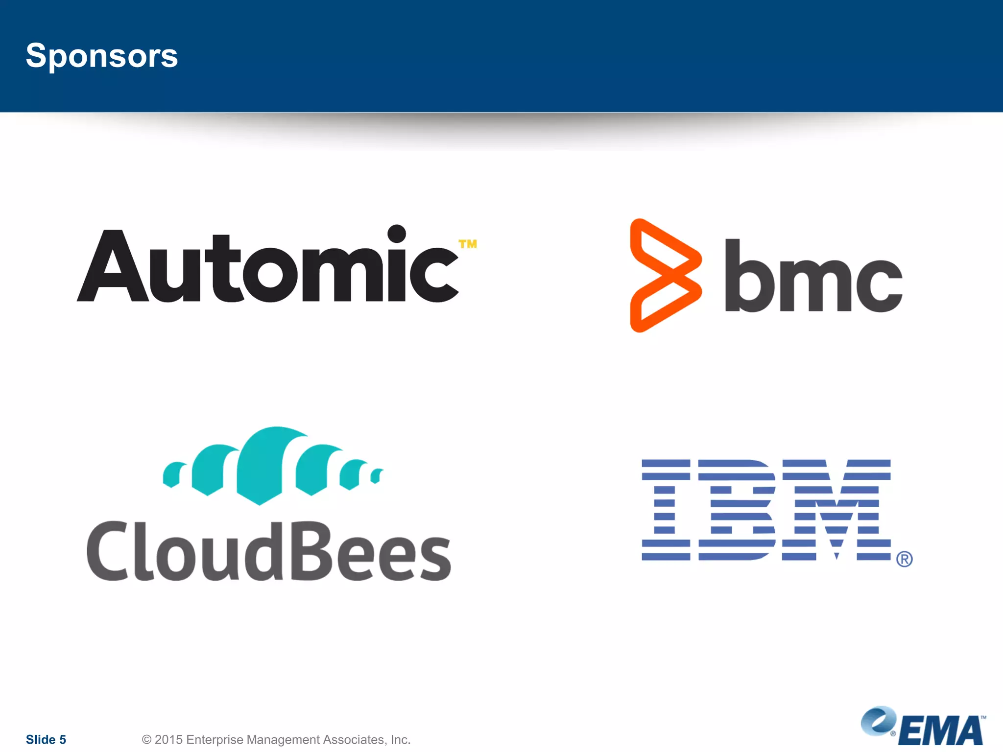 Sponsors
Slide 5 © 2015 Enterprise Management Associates, Inc.
 
