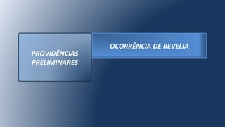 PROVIDÊNCIAS
PRELIMINARES
OCORRÊNCIA DE REVELIA
 
