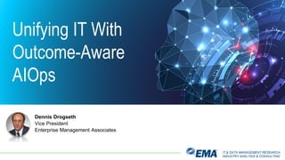 IT & DATA MANAGEMENT RESEARCH,
INDUSTRY ANALYSIS & CONSULTING
Unifying IT With
Outcome-Aware
AIOps
Dennis Drogseth
Vice President
Enterprise Management Associates
 