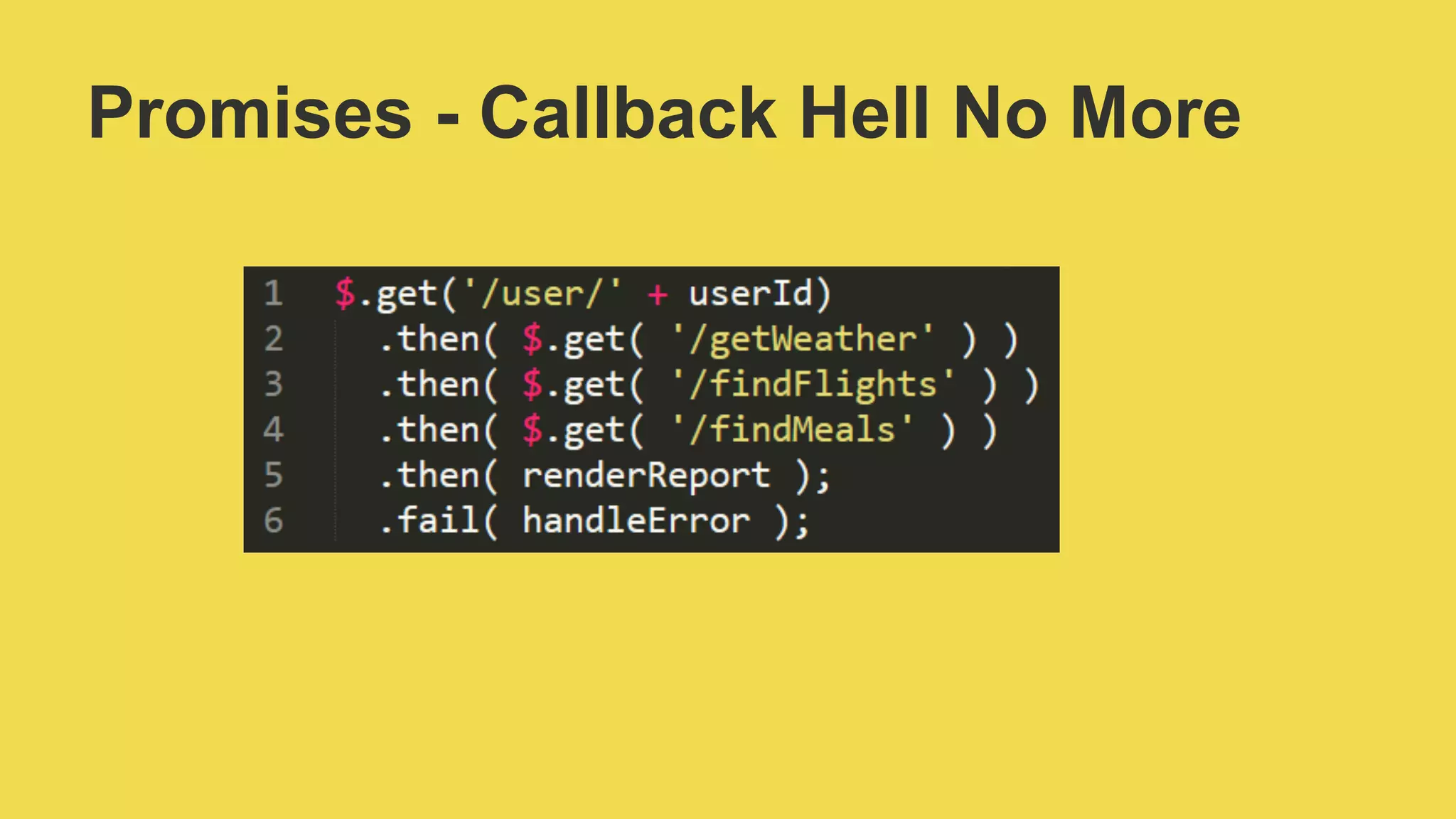 Promises - Callback Hell No More
 