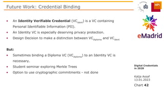 • An Identity Verifiable Credential (VCident
) is a VC containing
Personal Identifiable Information (PII).
• An Identity V...
