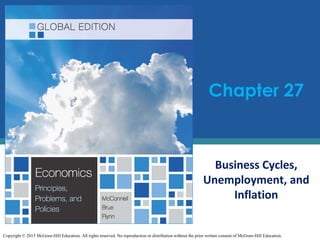 Business Cycles,
Unemployment, and
Inflation
Chapter 27
Copyright © 2015 McGraw-Hill Education. All rights reserved. No reproduction or distribution without the prior written consent of McGraw-Hill Education.
 