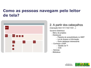 Como as pessoas navegam pelo leitor
de tela?
 