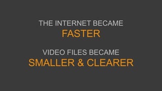 THE INTERNET BECAME
FASTER
VIDEO FILES BECAME
SMALLER & CLEARER
 
