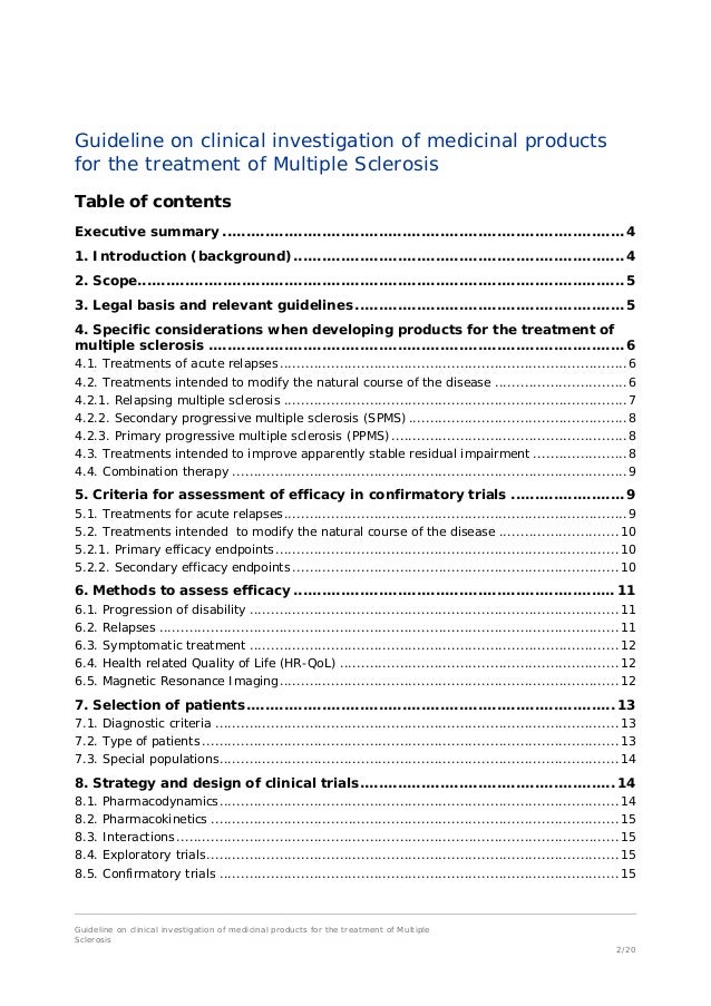 EMA Guideline investigation medicinal products for Multiple Sclerosis…