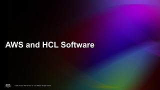 © 2024, Amazon Web Services, Inc. or its affiliates. All rights reserved.
© 2024, Amazon Web Services, Inc. or its affiliates. All rights reserved.
AWS and HCL Software
 