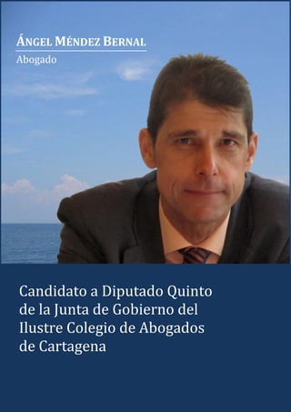 ÁNGEL MÉNDEZ BERNAL
Abogado

Candidato a Diputado Quinto
de la Junta de Gobierno del
Ilustre Colegio de Abogados
de Cartagena

 