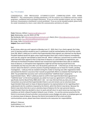 Fax: 775.333.6010
CONFIDENTIAL AND PRIVILEGED ATTORNEY/CLIENT COMMUNICATION AND WORK
PRODUCT: This communication, includin...