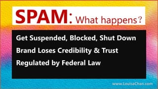 www.LouisaChan.com
Get Suspended, Blocked, Shut Down
www.LouisaChan.com
Brand Loses Credibility & Trust
Regulated by Feder...