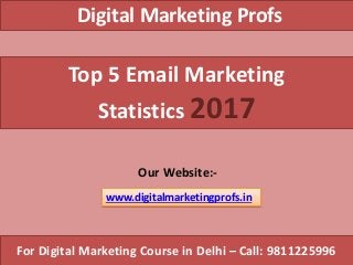 Digital Marketing Profs
Top 5 Email Marketing
Statistics 2017
Our Website:-
www.digitalmarketingprofs.in
For Digital Marketing Course in Delhi – Call: 9811225996
 