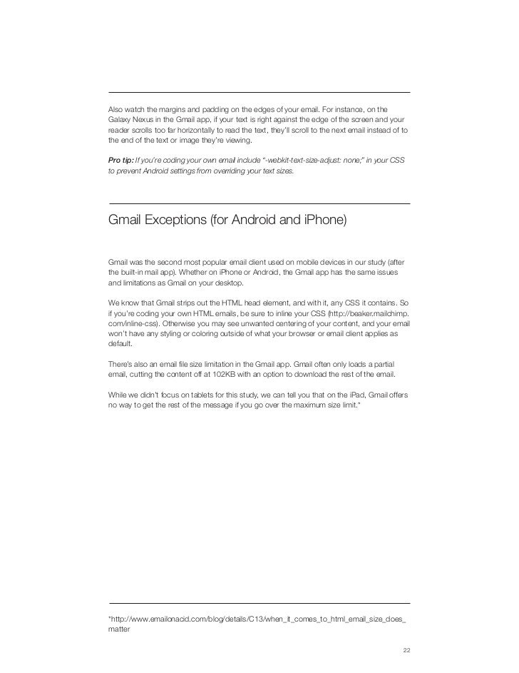 email on mobile devices email size limitations