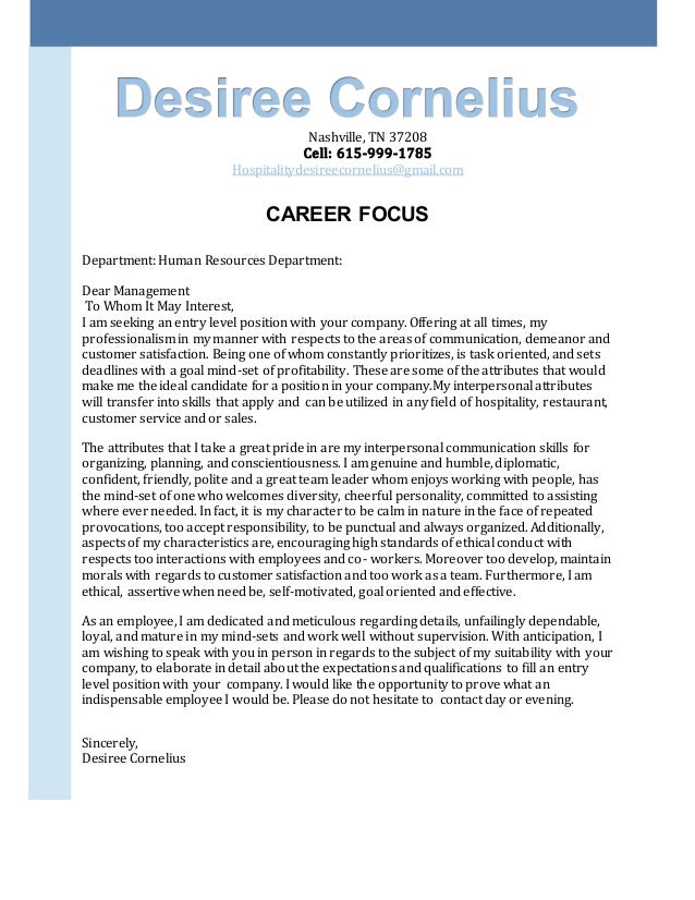 sample cover letter for resume human resources