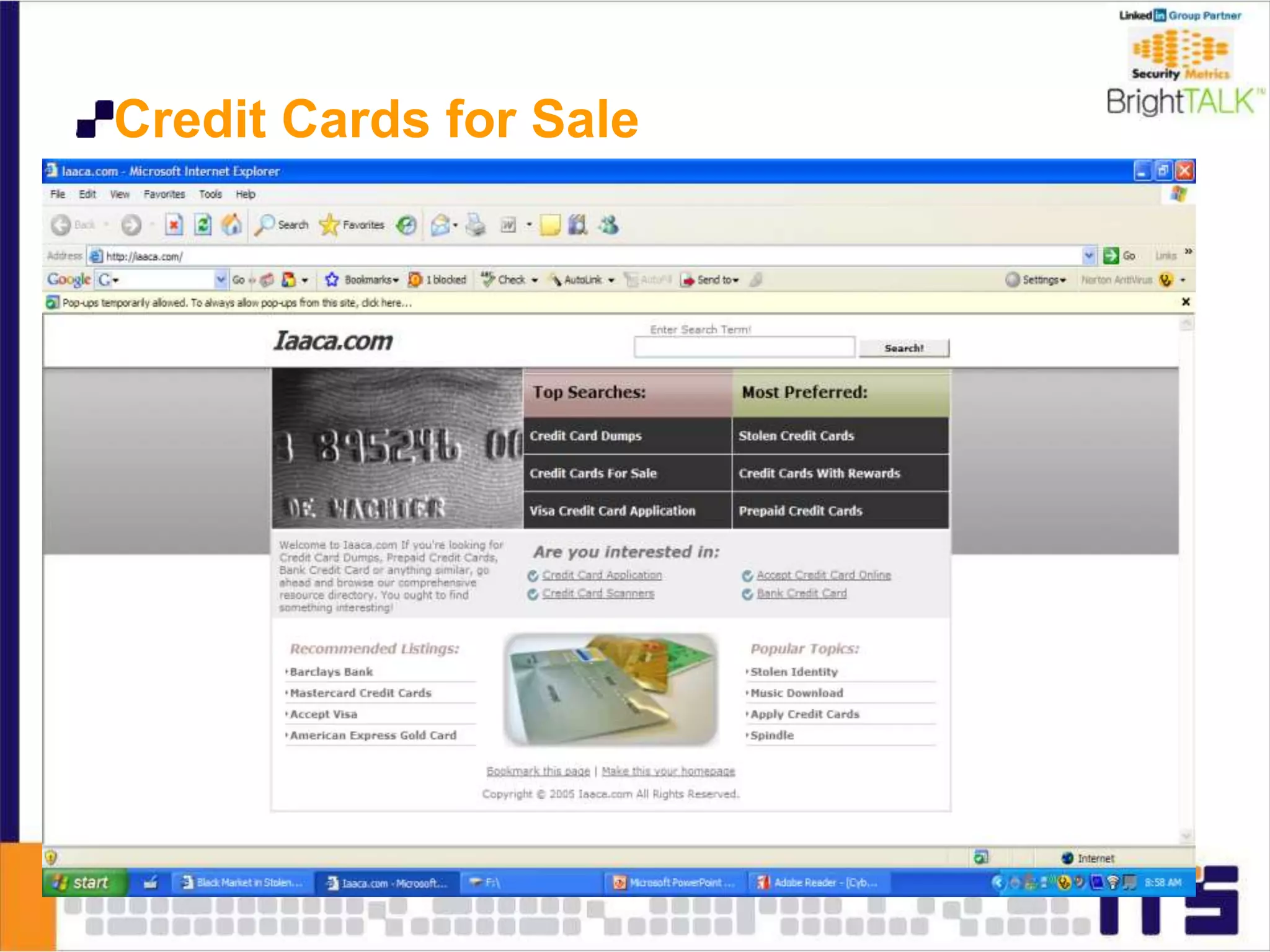 Credit Cards for Sale
 