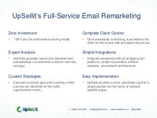 UpSellit’s Full-Service Email Remarketing

Zero Investment                                        Complete Client Control
...