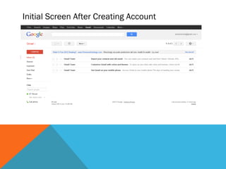 Initial Screen After Creating Account
 