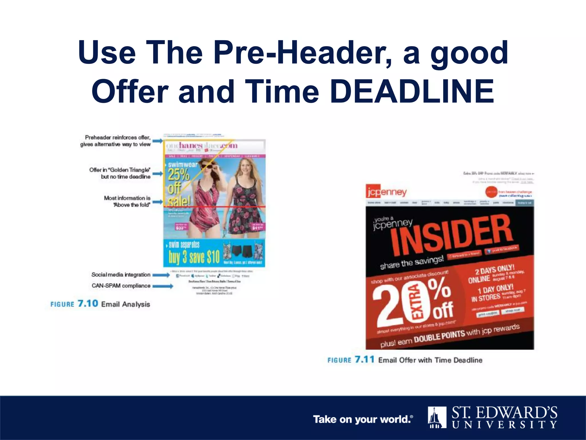 Use The Pre-Header, a good
Offer and Time DEADLINE
 