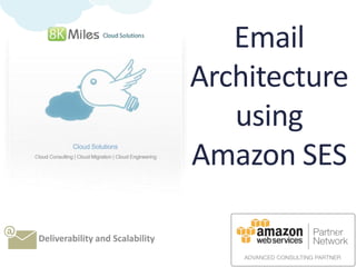 Email
                                 Architecture
                                    using
                                 Amazon SES

                                            1
Deliverability and Scalability
 