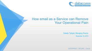 How email as a Service can Remove
Your Operational Pain
Sutedjo Tjahjadi, Managing Director
November 19, 2015
1
 