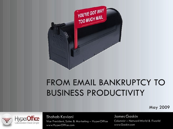 FROM EMAIL BANKRUPTCY TO BUSINESS PRODUCTIVITY May 2009 