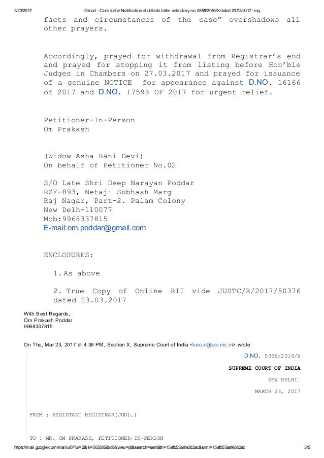 Reply to the Notification of defects letter vide diary no. 5356 2016_…