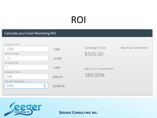 ROI
SEEGER CONSULTING INC.
 