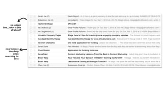 no subject
line….what is this
all about?
clear subject
lines help
when
searching for
docs
 