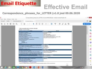JMD
29.05.2020
11
Email Etiquette
Effective Email
Correspondence_phrases_for_LETTER (v1.0 jmd 09.06.2020
 