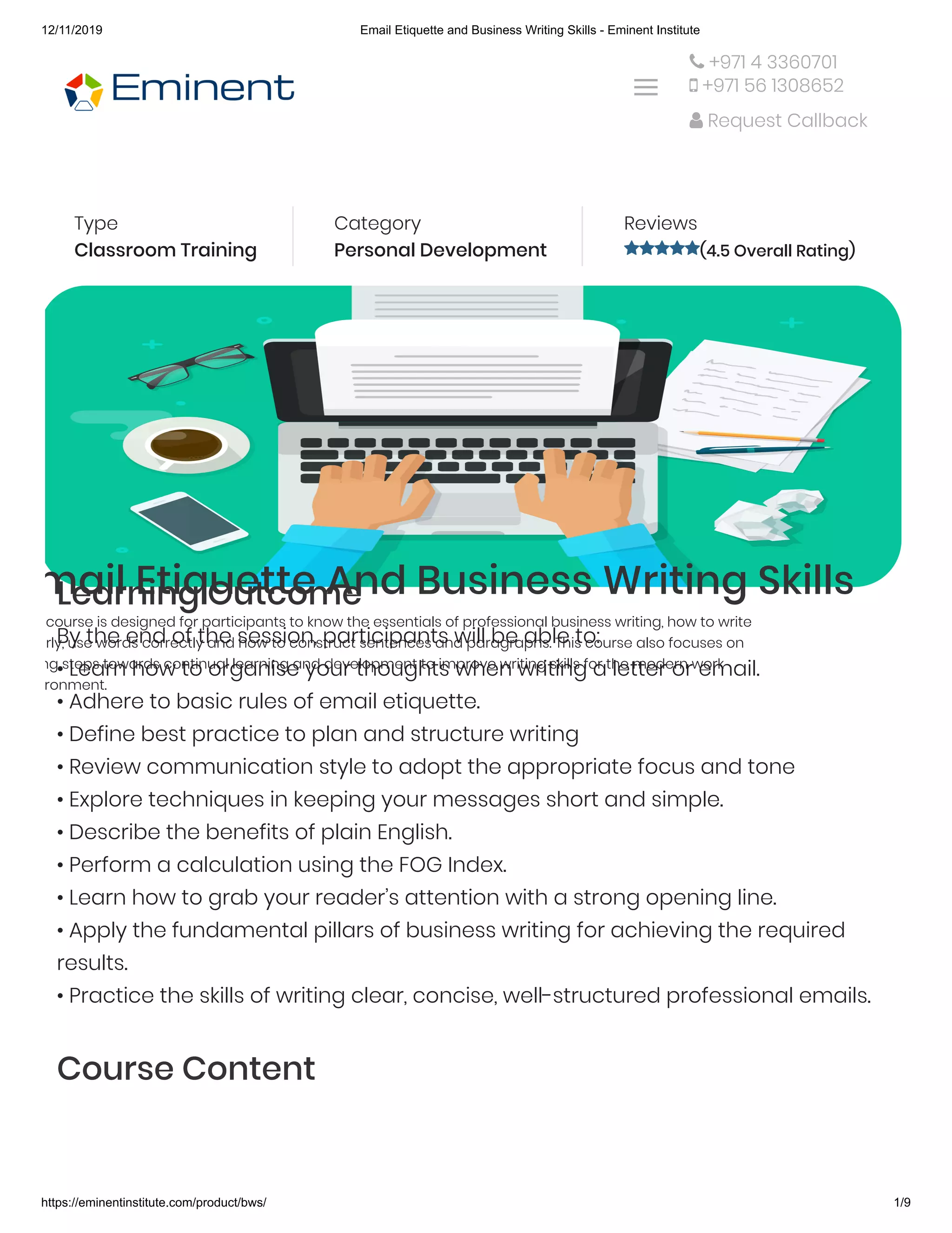Email etiquette and business writing skills eminent institute | PDF