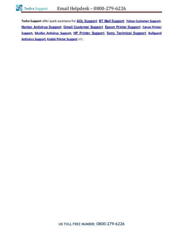 Email Helpdesk 0800 279 6226