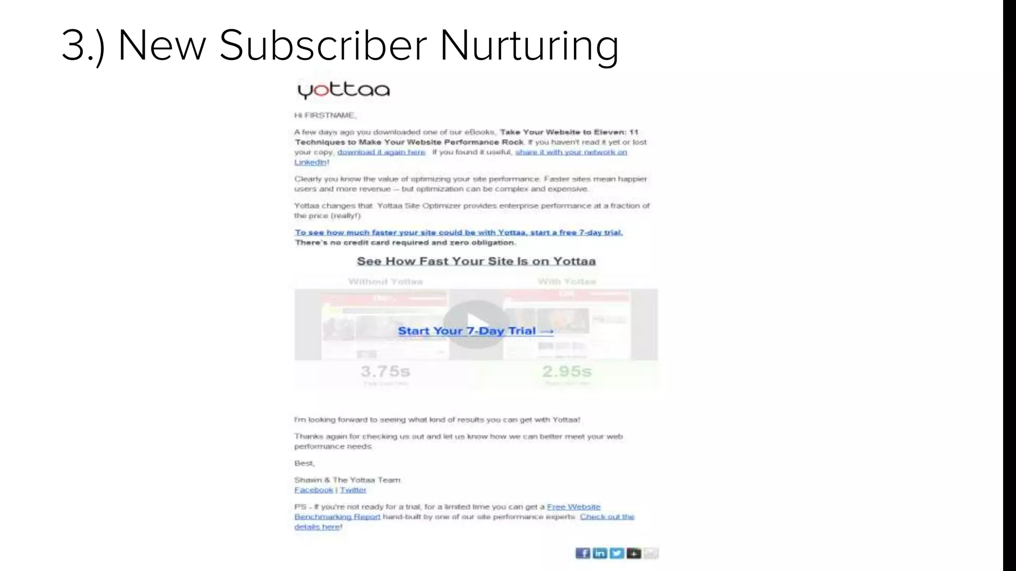 3.) New Subscriber Nurturing 
 