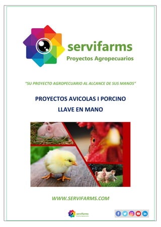 “SU PROYECTO AGROPECUARIO AL ALCANCE DE SUS MANOS”
PROYECTOS AVICOLAS I PORCINO
LLAVE EN MANO
WWW.SERVIFARMS.COM
 
