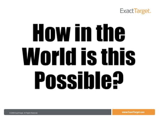 How in the World is this Possible? 