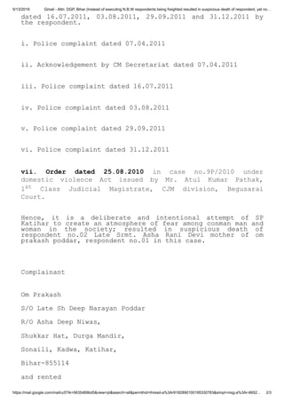 Email letter to DGP Bihar dated 12.05.2019 against illegal police ...